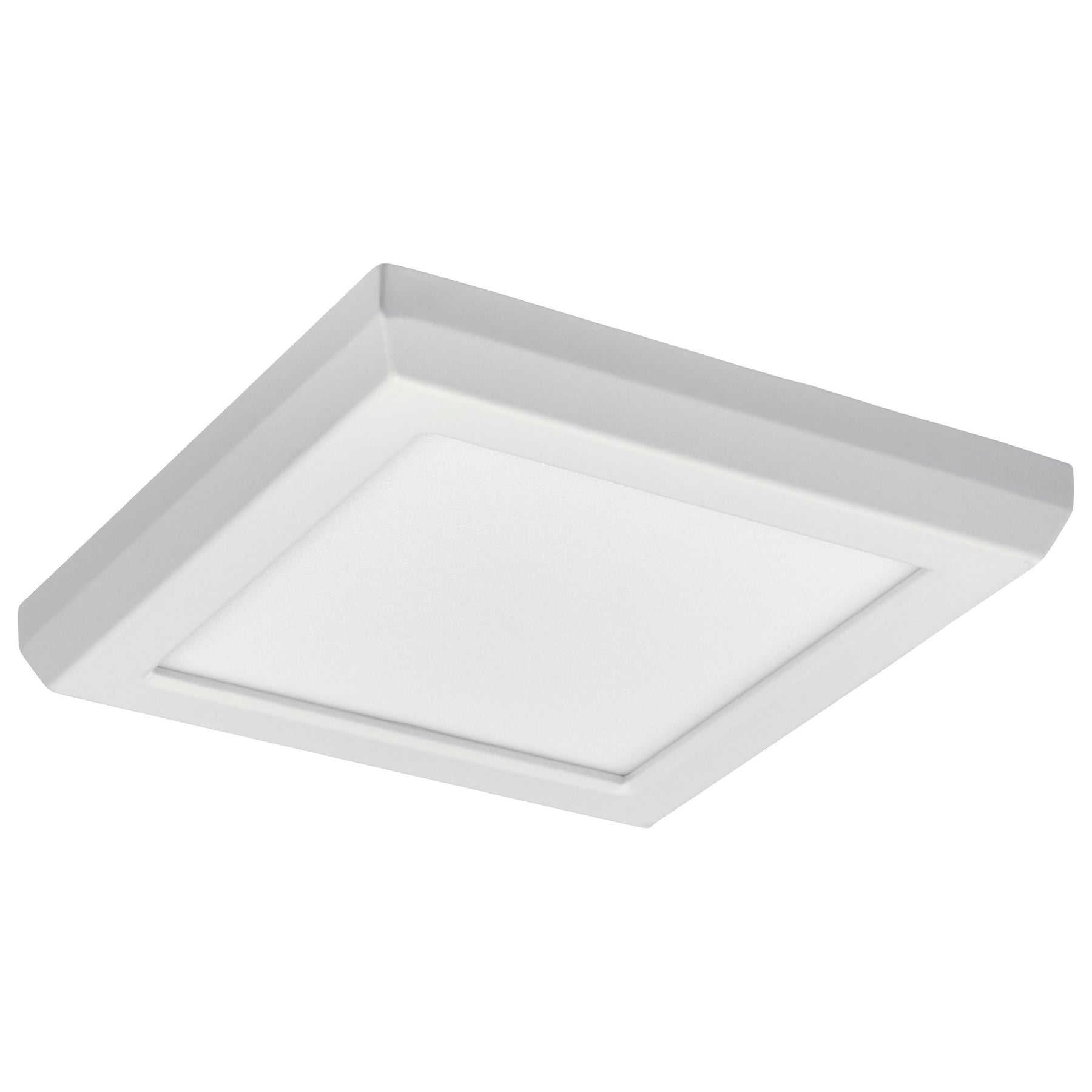White 5 inch led square flush mount fixture with sleek matte edges and cct selectable finish options