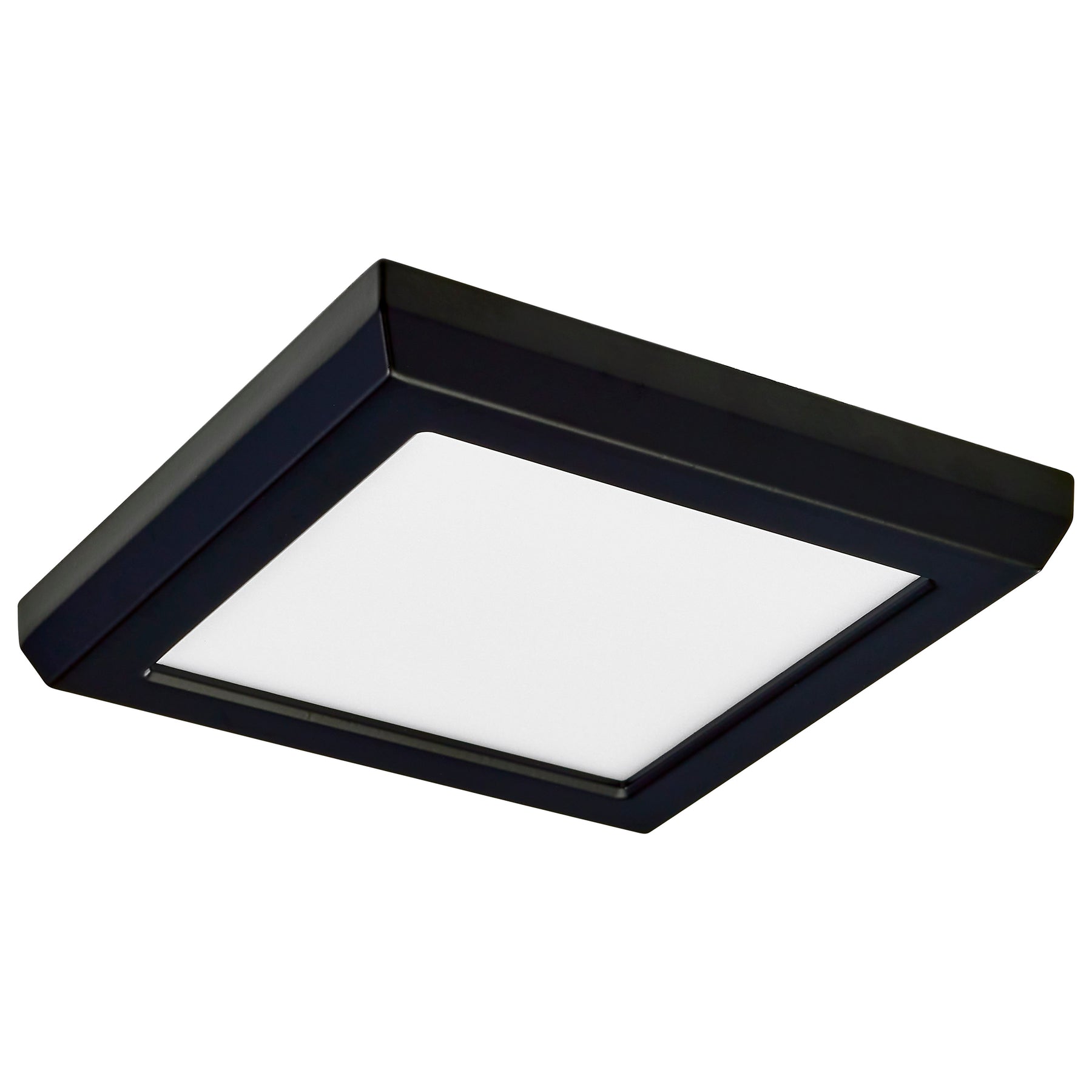 Black 5 inch led square flush mount fixture with sleek modern design frosted glass panel and selectable cct