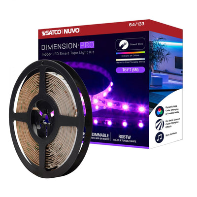 Dimension Pro, Tape Light Strip, 16 ft, Hi-Output, RGB plus Tunable White, J-Box connection, Starfish IOT Capable, IR Remote Included