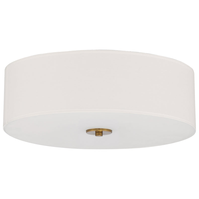 LED Flush Mount Ceiling Light, 2400 Lumens, 26W, 3000K, 120V, Antique Brushed Brass Finish, Mid Town Collection