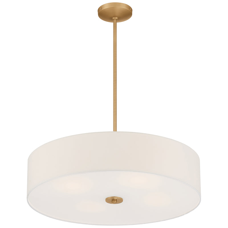 LED Pendant Semi-Flush Mount Ceiling Light, 34W, Antiqued Brushed Brass Finish, 120V, Mid Town Collection