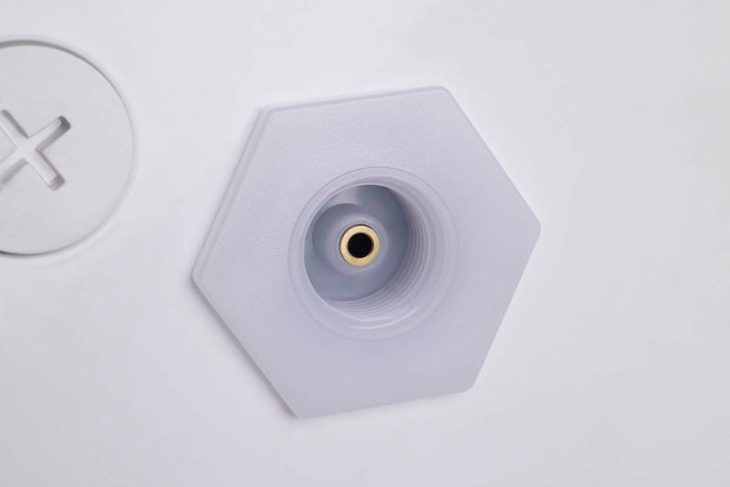 Light gray hexagonal plastic connector with gold pin for led ufo high bay 30000 lumen selectable wattage and cct white