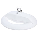White oval led ufo high bay light fixture with polished chrome ring and bolt, 30,000 lumen max, selectable wattage and cct
