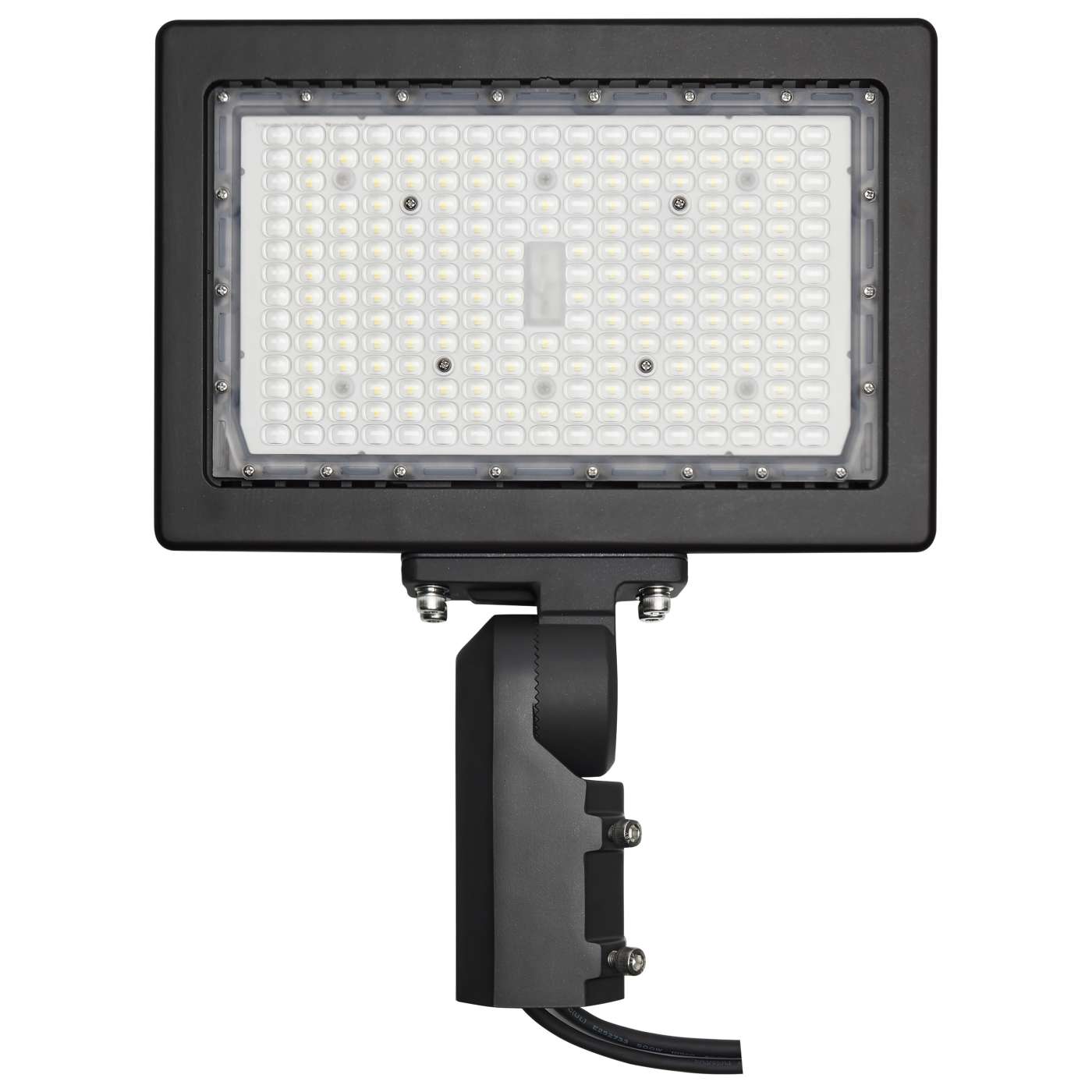 Black outdoor flood light on a white background