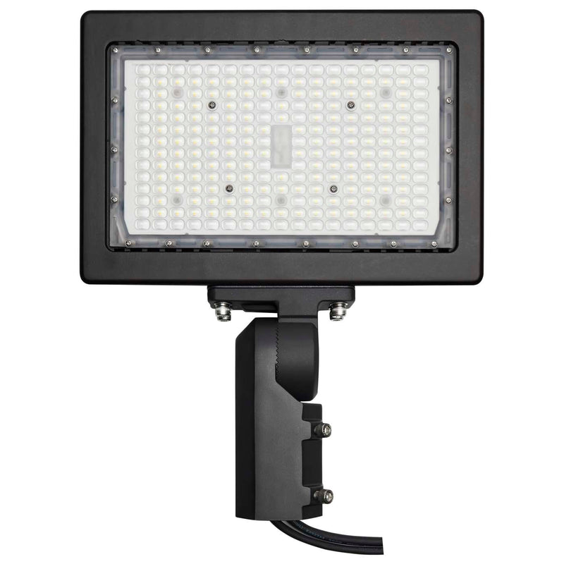 Black outdoor flood light on a white background