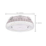 White LED Canopy light in a white background with labeled measurements.