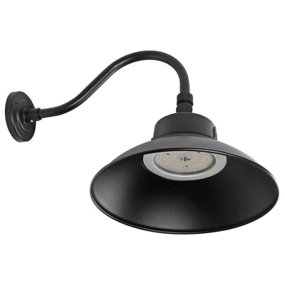 LED Gooseneck Fixture, Wattage and CCT Selectable, 5500 Lumen Max, Integrated Photocell,120-277V, Finish Black