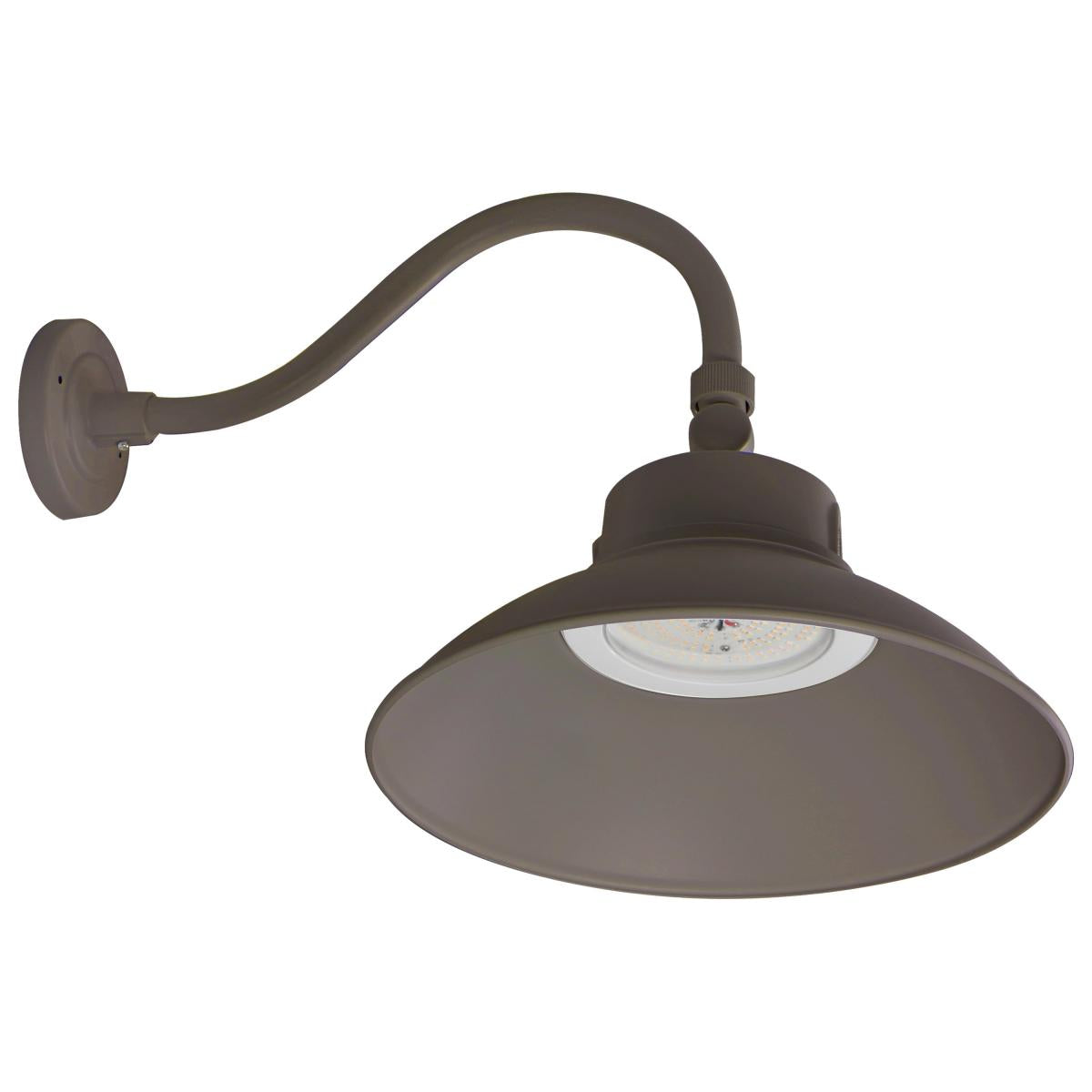 LED Gooseneck Fixture, Wattage and CCT Selectable, 5500 Lumen Max, Integrated Photocell, 120-277V, Finish Bronze