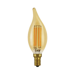 24PK Vintage LED 40-Watt Equivalent B10 Angular Tip Filament Lamp E12 Candelabra Amber Glass Dimmable
