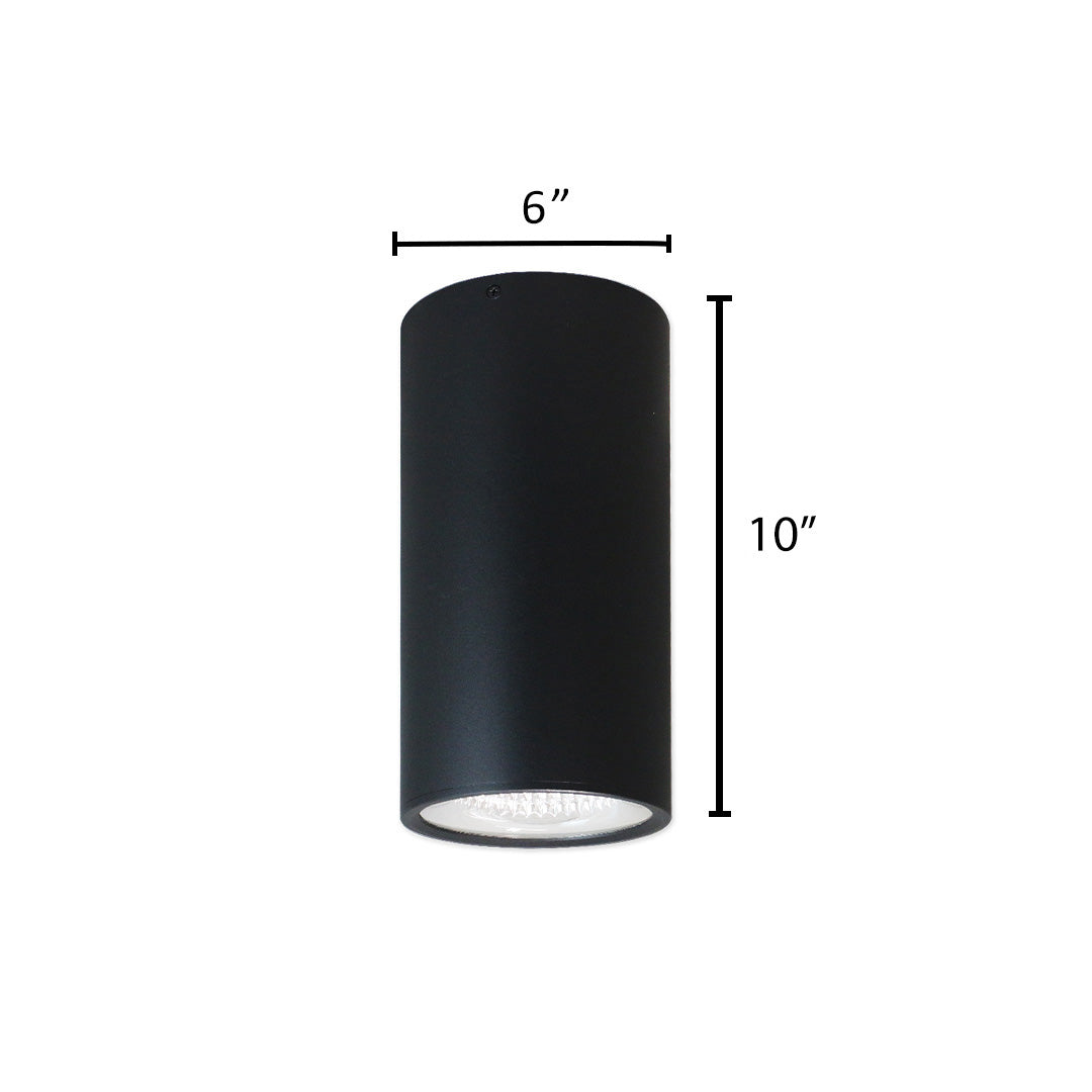 6" LED Architectural Cylinder Light Fixture, 2625 Lumens, Wattage and CCT Selectable, 120-277V, Black Finish