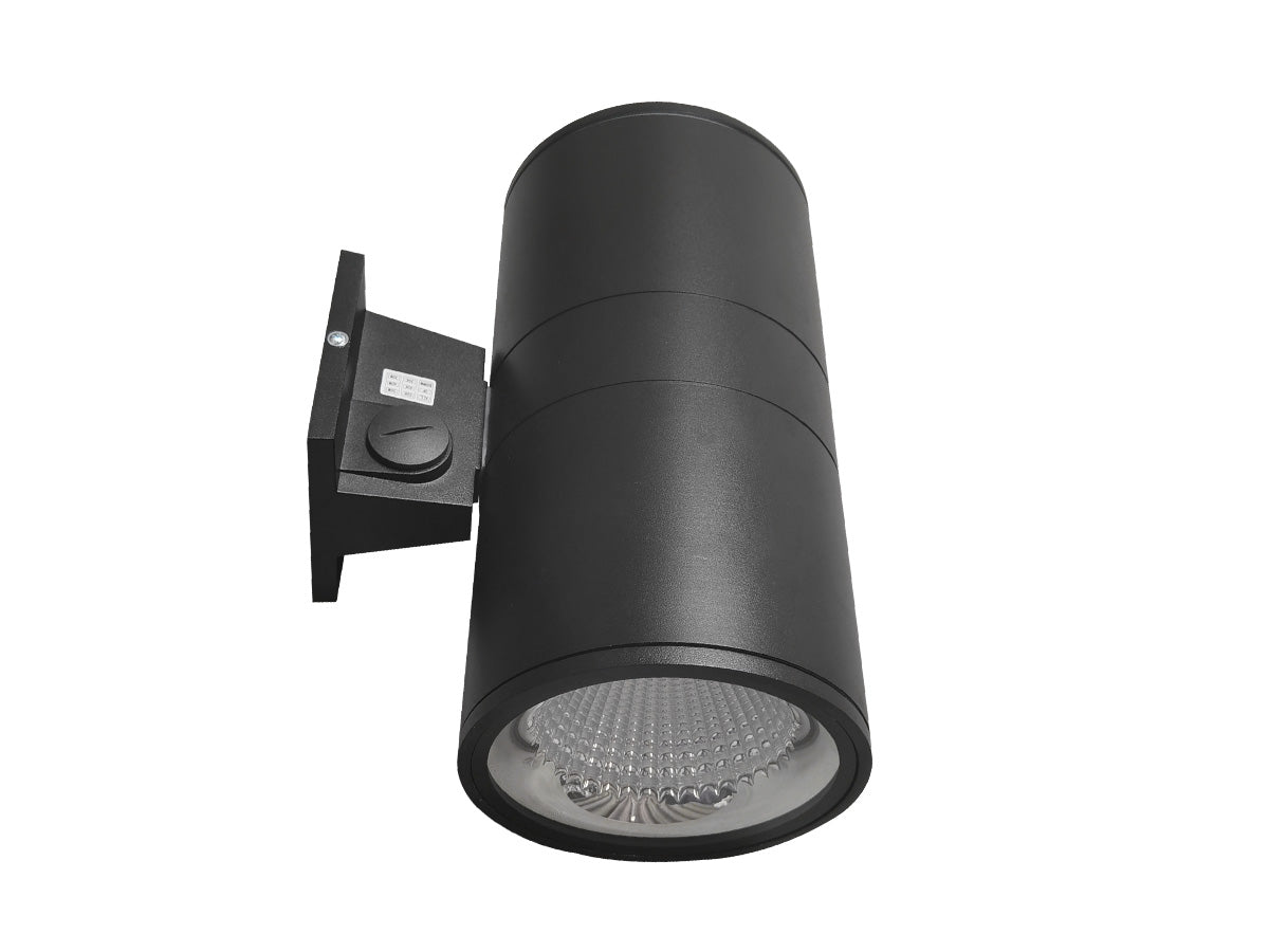 6" LED Architectural Wall Mount Cylinder Light, 5250 Lumen Max, Direct/Indirect, Wattage and CCT Selectable, 120-277V, Black Finish