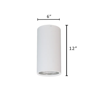 6" LED Architectural Cylinder Light Fixture, 2200 Lumens, 25W, CCT Selectable, 120-277V, White Finish
