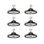 6PK Aries G5 LED UFO High Bay, 22,500 Lumen Max, Wattage, CCT, and Optic Selectable, Black Finish, Comparable to 320-400 Watt HID Fixture, 120-277V