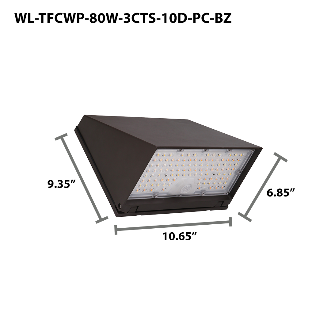 LED Traditional Cutoff Wall Pack, 11,120 Lumen Max, Wattage and CCT Selectable, Integrated Photocell, 120-277V