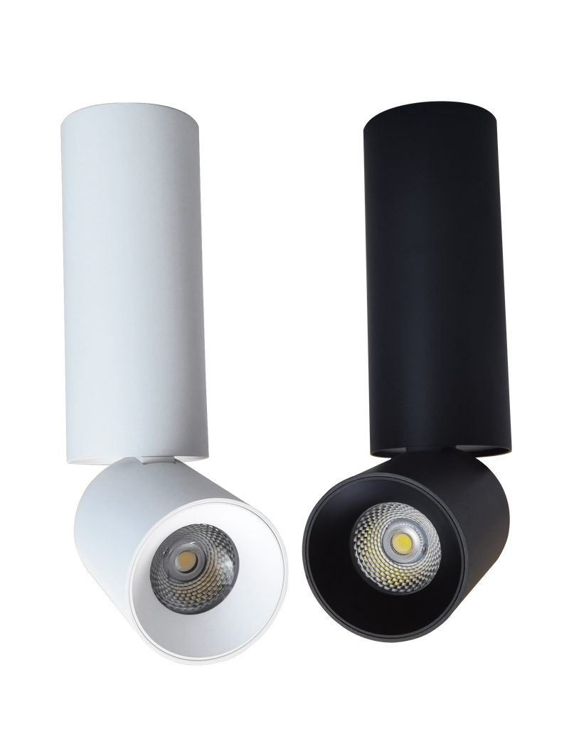 2" LED Adjustable Architectural Cylinder Light Fixture, 1080 Lumens, 12W, CCT Selectable, 120-277V, Black or White Finish