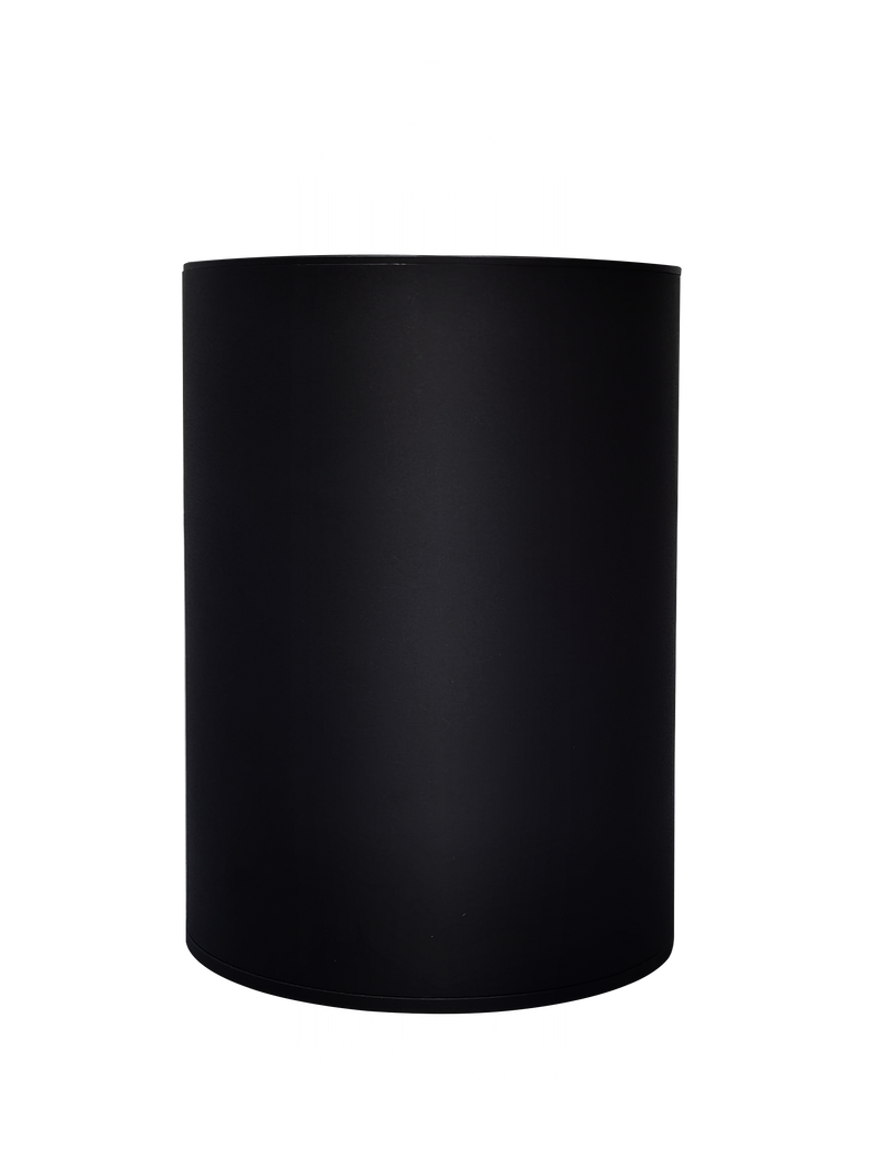 8 inch black LED architectural cylinder light fixture, matte finish, close-up view