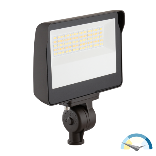 LED Flood Light, 5000 Lumen Max, Wattage and CCT Selectable, 120-277V, Integrated Photocell