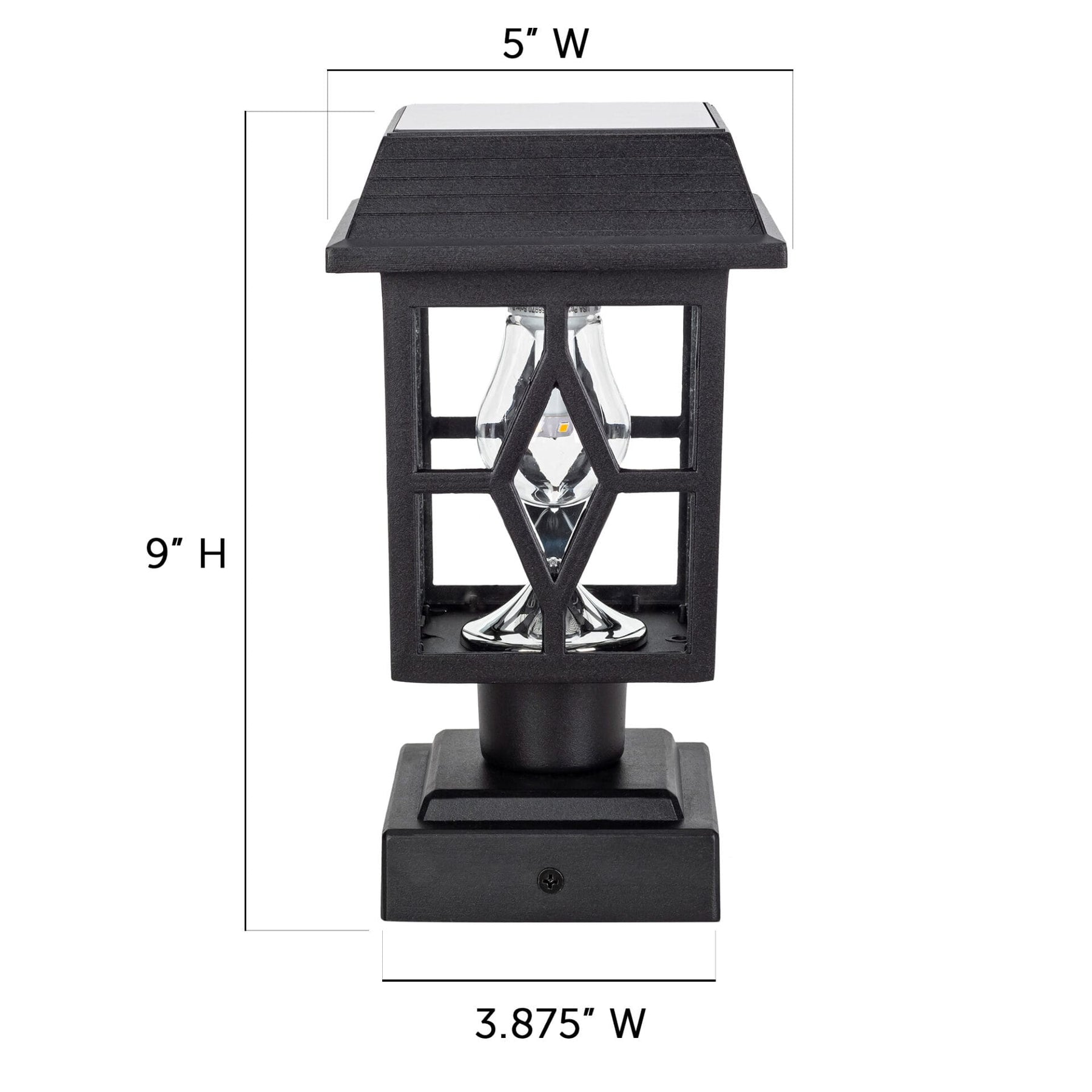 2PK Luna II Solar Post Cap/Pier Mount Light – Black