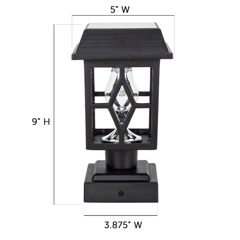 2PK Luna II Solar Post Cap/Pier Mount Light – Black