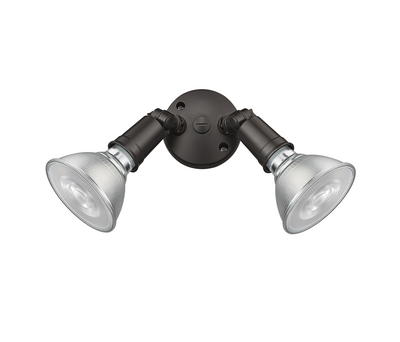 Security Flood Light, Twin Adjustable Heads, 120V, White, Black or Bronze Finish
