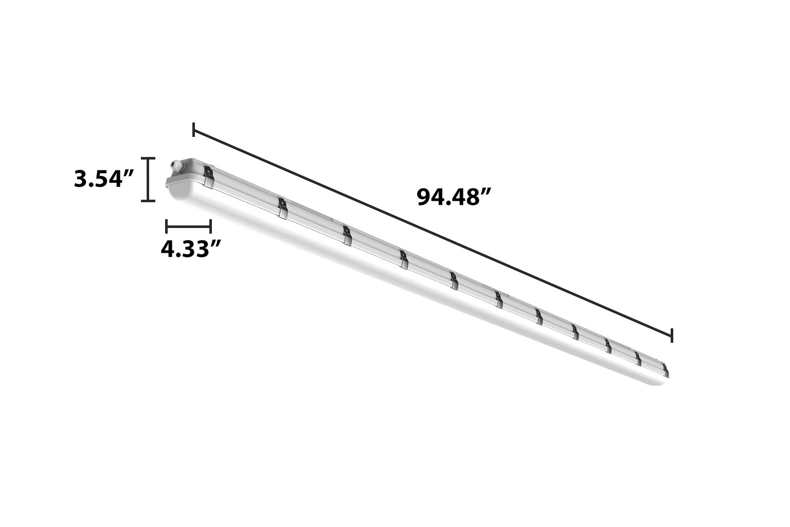 8FT LED Vapor Tight Fixture, 15,000 Lumen Max, CCT and Wattage Selectable, 120-277V