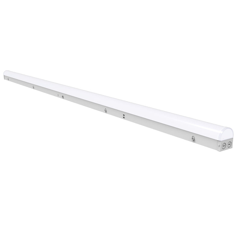 White led 8ft strip light fixture with sleek metallic housing wattage and cct selectable for versatile lighting