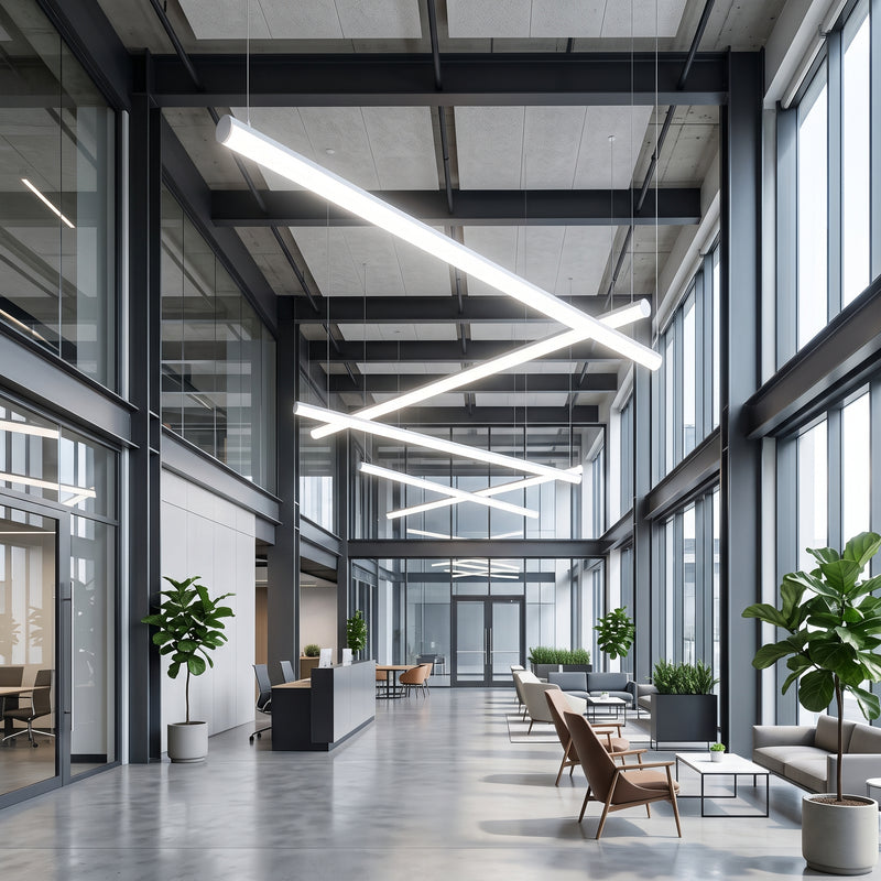 8 FT LED Suspended Linear Fixture G2, 9600 Lumen Max, 80W, CCT Selectable, 120-277V, White or Black Finish