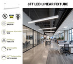 8 FT LED Suspended Linear Fixture G2, 9600 Lumen Max, 80W, CCT Selectable, 120-277V, White or Black Finish