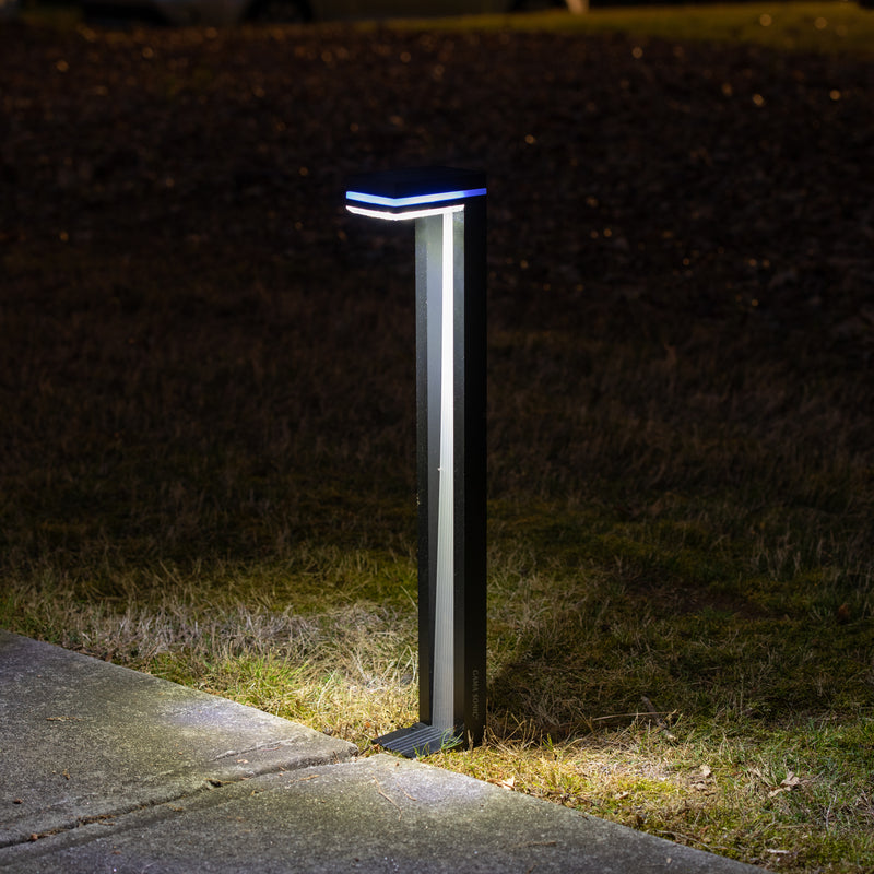 2 Pack LED Bright White, Blue or Orange Sentry Modern Solar Path Light, 60 Lumens, 1.2W, 6000K CCT, Black Finish
