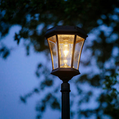 Victorian Solar LED Lamp Post w/GS Solar Light Bulb, 150 Lumens, 2.4W, 2700K CCT Black Finish