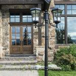 Two Light Victorian Solar LED Lamp Post w/GS Solar Light Bulb, 300 Lumens, 4.8W, 2700K CCT Black Finish