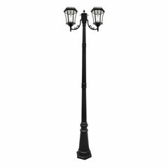 Two Light Victorian Solar LED Lamp Post w/GS Solar Light Bulb, 300 Lumens, 4.8W, 2700K CCT Black Finish