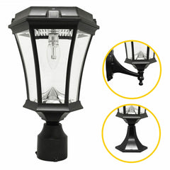 Victorian LED Solar Post Light, 150 Lumens, CCT Selectable 2700K, White or Black Finish, 3 Mounting Options Included