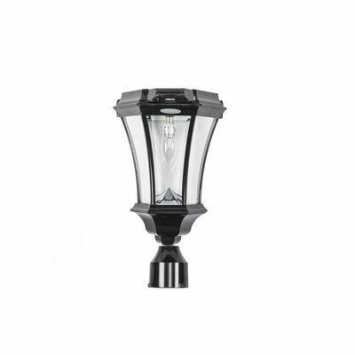 Victorian LED Solar Post Light W/ Motion Sensor, 100 Lumens, CCT Selectable 2700K, Black Finish, 3 Mounting Options Included