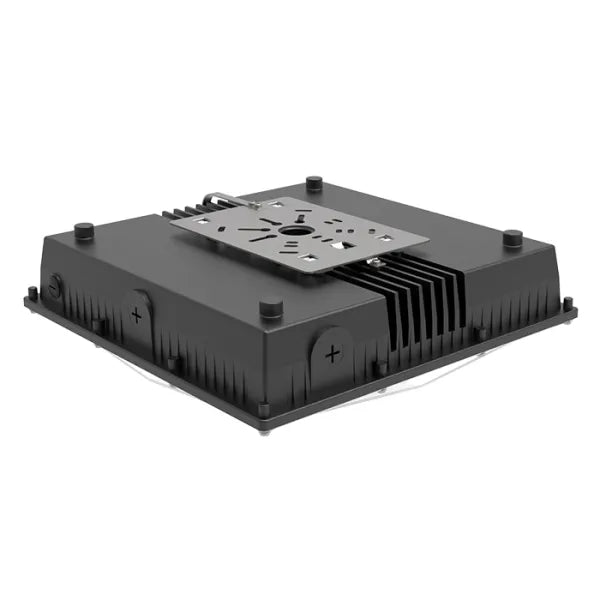 Black rectangular led slim canopy light with metal mounting plate and heat sinks for 12,533 lumen max output
