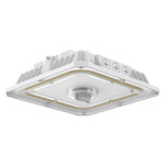 White square led slim canopy light with diamond frame and heat-sink fins in black or white finish