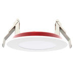 8 inch red and white recessed fire rated disk light with metallic mounting arms 1500 lumens 8w cct selectable