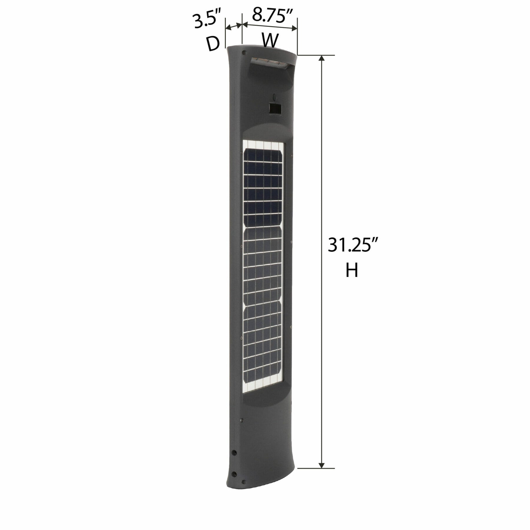 Solar Pillar Commercial Bollard, 500 Lumens, 19W, Grey