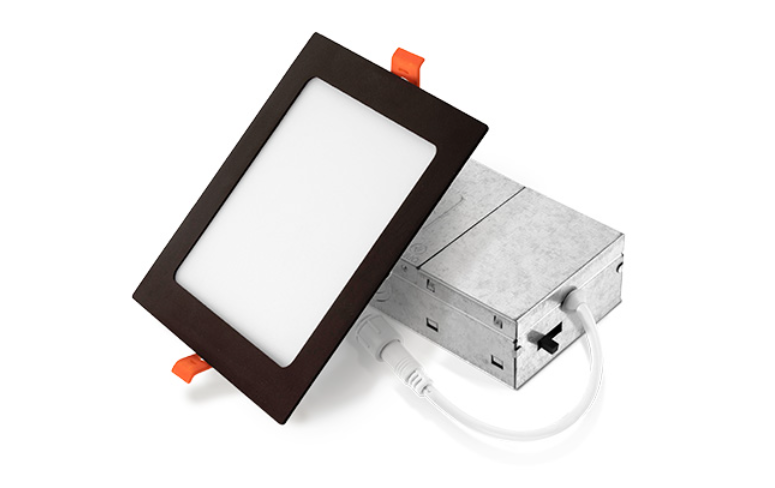 6PK 6" LED Recessed Mini Panel Square, 15W, CCT Selectable, 120V, Black, Bronze, Nickel, or White