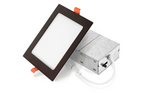6PK 6" LED Recessed Mini Panel Square, 15W, CCT Selectable, 120V, Black, Bronze, Nickel, or White