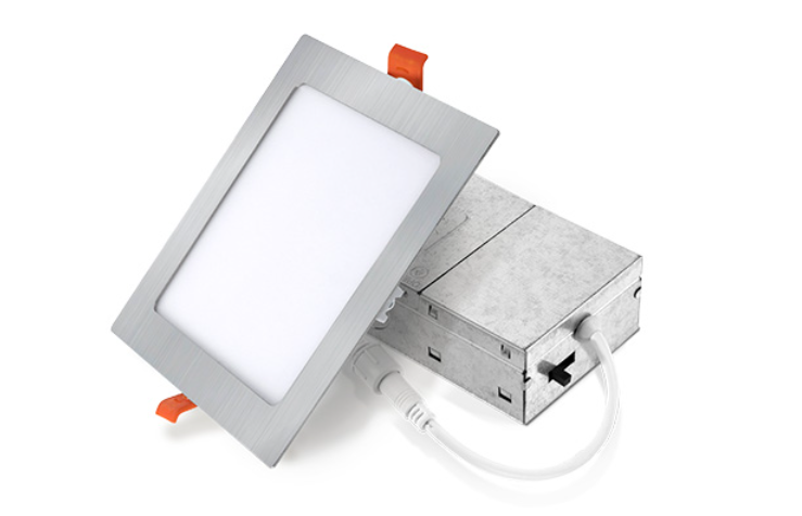 6PK 6" LED Recessed Mini Panel Square, 15W, CCT Selectable, 120V, Black, Bronze, Nickel, or White