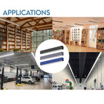 4 FT LED Direct/Indirect Suspended Acoustic Linear Fixture, 5500 Lumen Max, Wattage and CCT Selectable, 120-277V, Dark Gray, Gray, or Royal Blue Finish