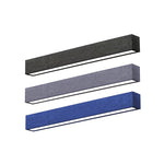 4 FT LED Direct/Indirect Suspended Acoustic Linear Fixture, 5500 Lumen Max, Wattage and CCT Selectable, 120-277V, Dark Gray, Gray, or Royal Blue Finish