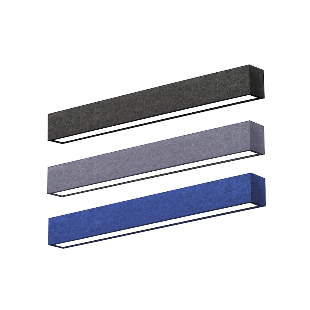 8 FT LED Direct/Indirect Suspended Acoustic Linear Fixture, 11,000 Lumen Max, Wattage and CCT Selectable, 120-277V, Dark Gray, Gray, or Royal Blue Finish