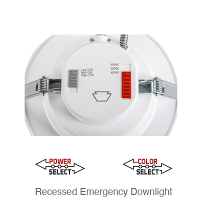Advanta LED 8 Inch Recessed Downlight with Emergency Driver, 1,680 Lumens, Wattage Selectable: 14W/17W/20W, CCT Selectable: 3000K/3500K/4000K, 120-277V