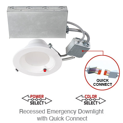 Advanta LED 8 Inch Recessed Downlight with Emergency Driver, 1,680 Lumens, Wattage Selectable: 14W/17W/20W, CCT Selectable: 3000K/3500K/4000K, 120-277V