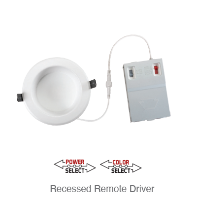 Advanta LED 4 Inch Recessed Downlight with Remote Driver, 1,460 Lumens, Wattage Selectable: 7W/11W/16W, 0-10V Dimming, CCT Selectable: 2700K/3000K/3500K/4000K/5000K, 120-277V