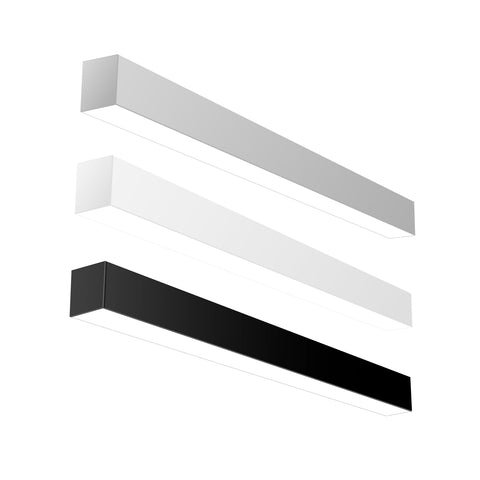 4 FT LED Direct/Indirect Suspended Linear Fixture, 5500 Lumen Max, Wattage and CCT Selectable, 120-277V, Black, White, or Silver Finish