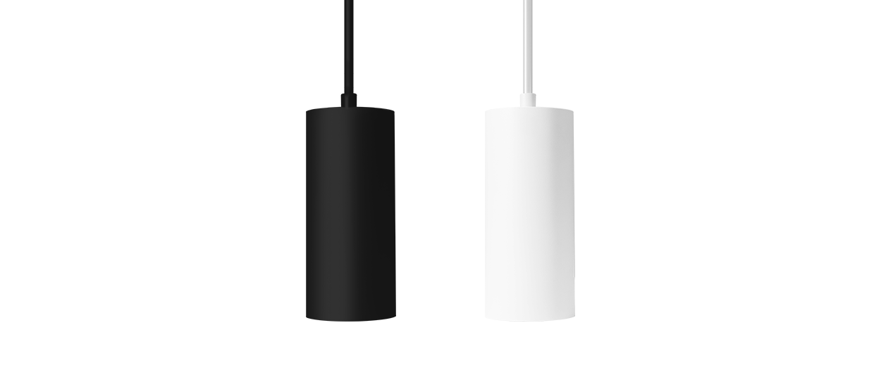 Black and White architectural cylinder lights in a white backgroud