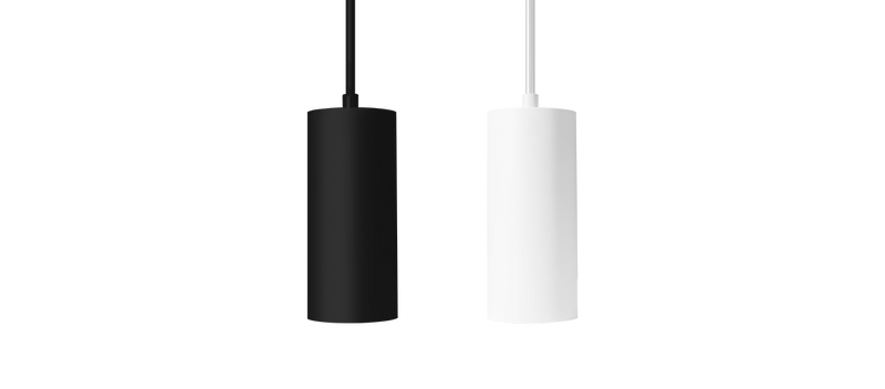 Black and White architectural cylinder lights in a white backgroud